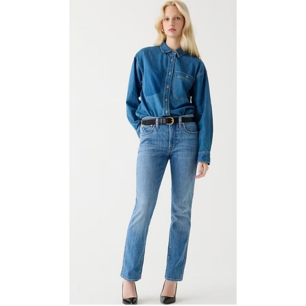 J.Crew Blue Denim Jeans 9" Vintage Slim Straight Size 27 Mid Rise Mid Wash